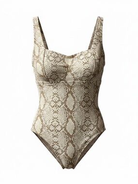 Kona Sol High Coverage One Piece Swimsuit Snakeskin Print Size Medium (8-10) NWT